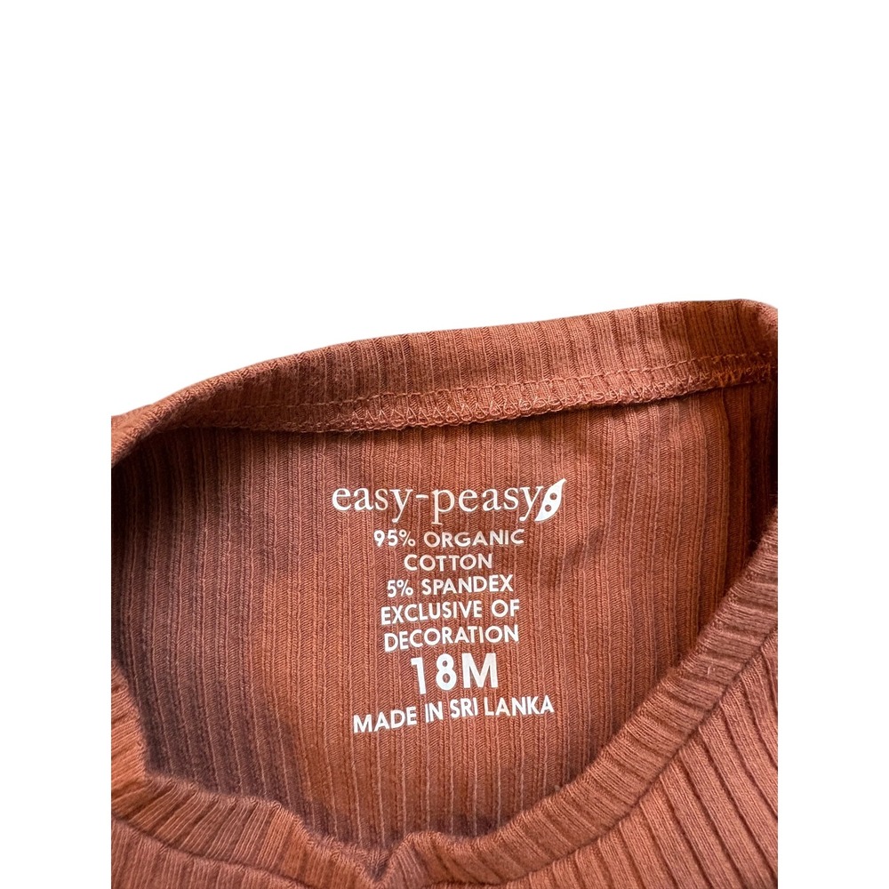 Easy Peasy Baby Doll Top 18M Ribbed Organic‎ Cotton Long Sleeve NWT - Picture 2 of 3